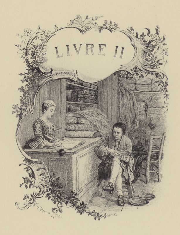 Ilustrace ke knize II Vyznání Jean-Jacquese Rousseaua (rytina) od Maurice Leloir