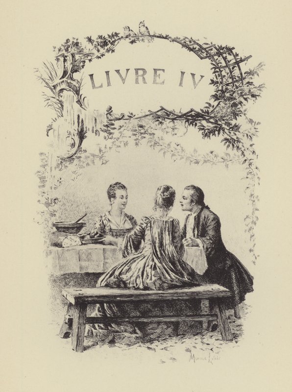 Ilustrace ke knize IV Vyznání Jean-Jacquese Rousseaua (rytina) od Maurice Leloir