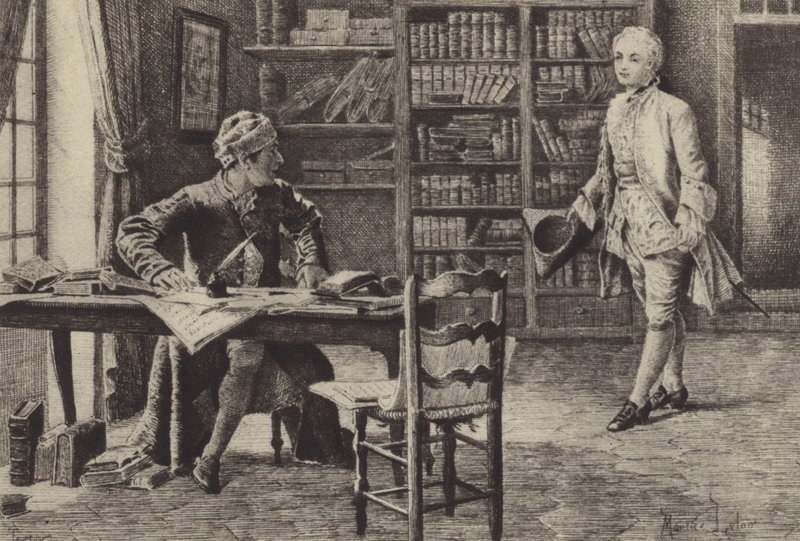 Ilustrace ke knize IX Vyznání Jean-Jacquese Rousseaua (rytina) od Maurice Leloir