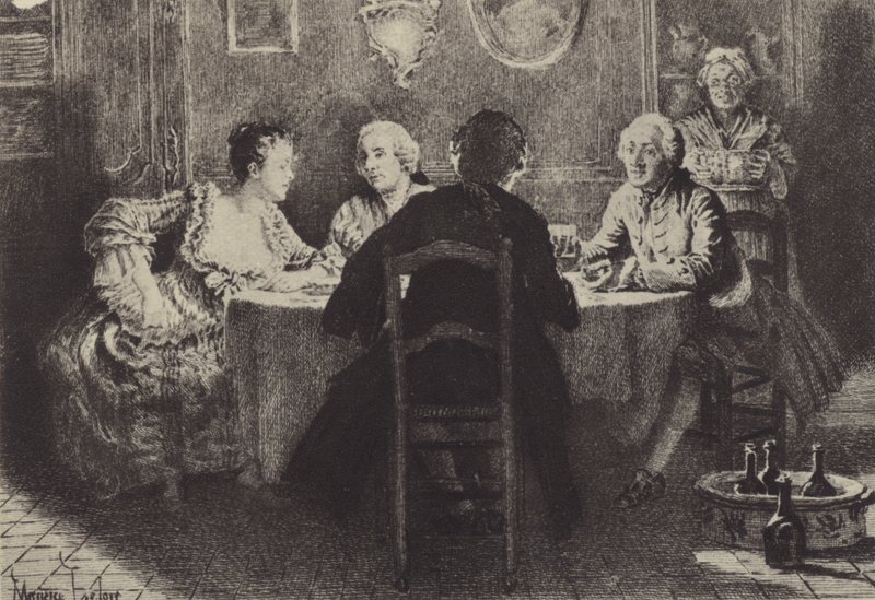 Ilustrace ke knize VIII Vyznání Jean-Jacquese Rousseaua (rytina) od Maurice Leloir