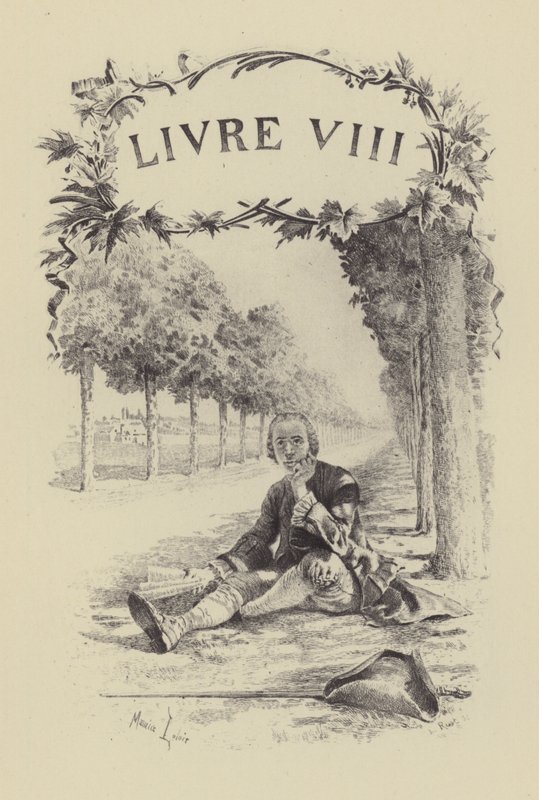 Ilustrace ke knize VIII Vyznání Jean-Jacquese Rousseaua (rytina) od Maurice Leloir