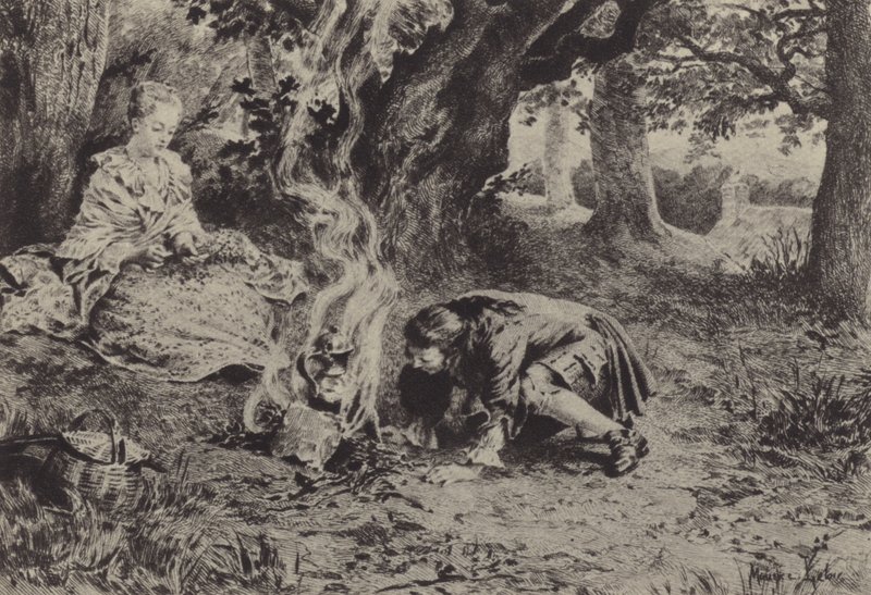Ilustrace ke knize VI Vyznání Jean-Jacquese Rousseaua (rytina) od Maurice Leloir