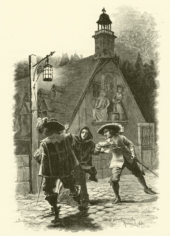 Ilustrace pro Tři mušketýry (rytina) od Maurice Leloir