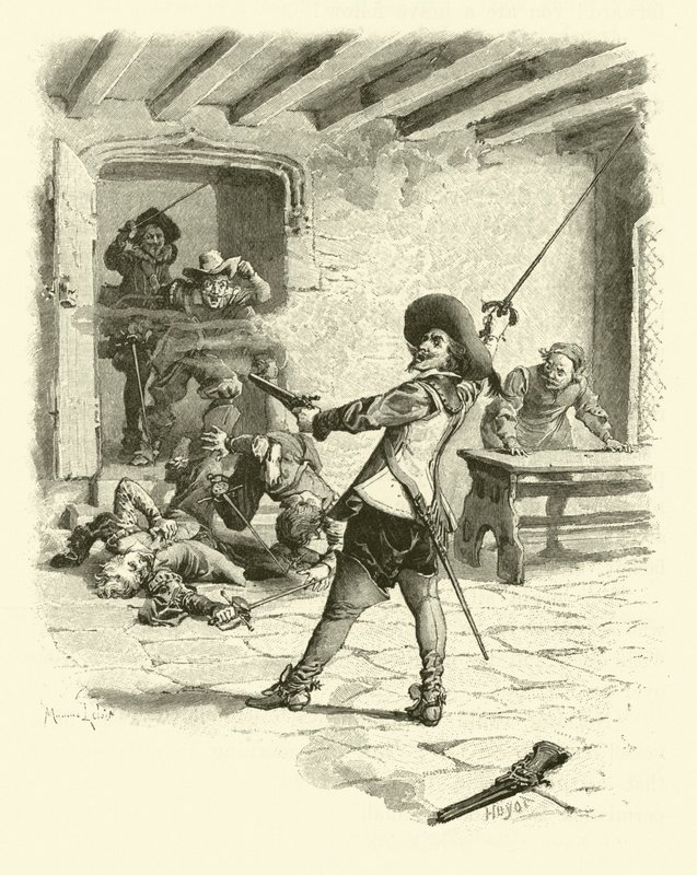 Ilustrace pro Tři mušketýry (rytina) od Maurice Leloir