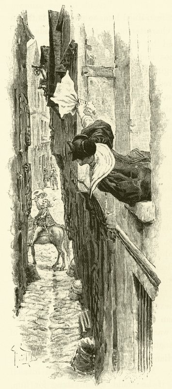 Ilustrace pro Tři mušketýry (rytina) od Maurice Leloir
