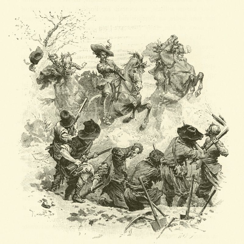 Ilustrace pro Tři mušketýry (rytina) od Maurice Leloir