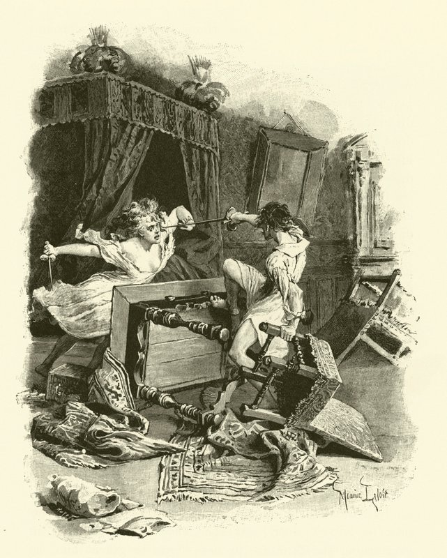 Ilustrace pro Tři mušketýry (rytina) od Maurice Leloir