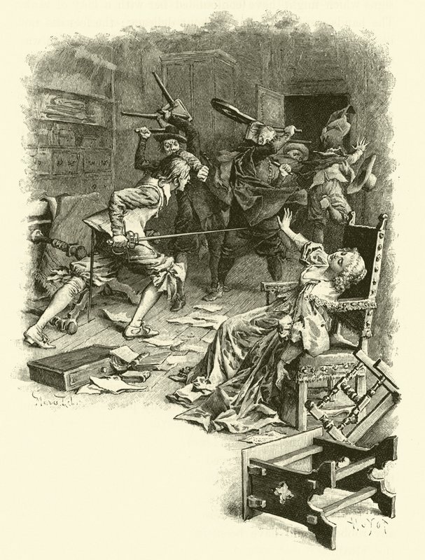 Ilustrace pro Tři mušketýry (rytina) od Maurice Leloir