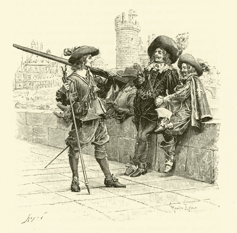 Ilustrace pro Tři mušketýry (rytina) od Maurice Leloir