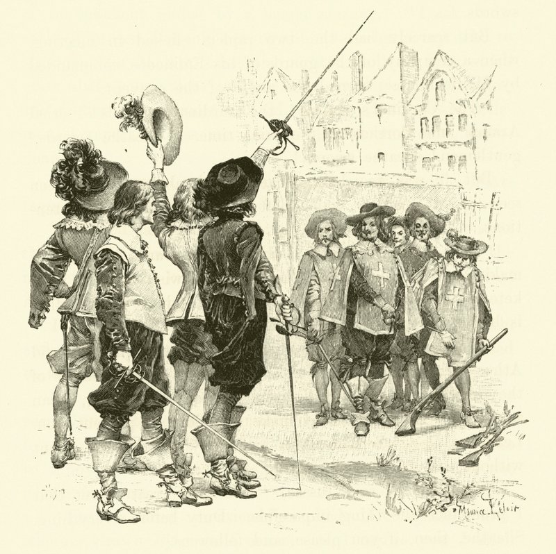 Ilustrace pro Tři mušketýry (rytina) od Maurice Leloir