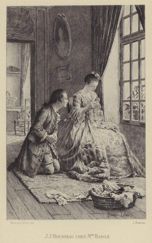 Jean-Jacques Rousseau v domě Madame Basile (hlubotisk) od Maurice Leloir