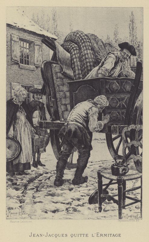 Jean-Jacques opouští Ermitáž (hlubotisk) od Maurice Leloir