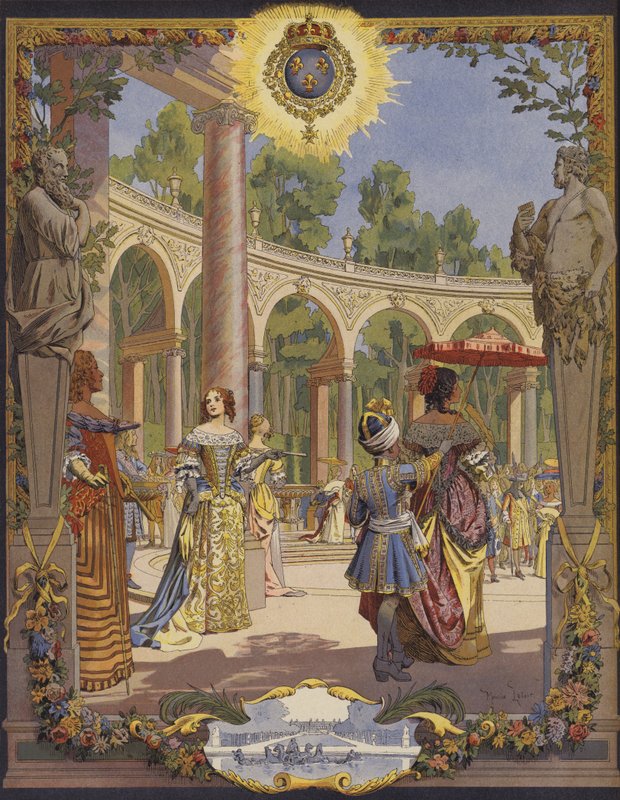 Král Ludvík XIV. na návštěvě díla ve Versailles, Le Bosquet De La Colonnade od Maurice Leloir