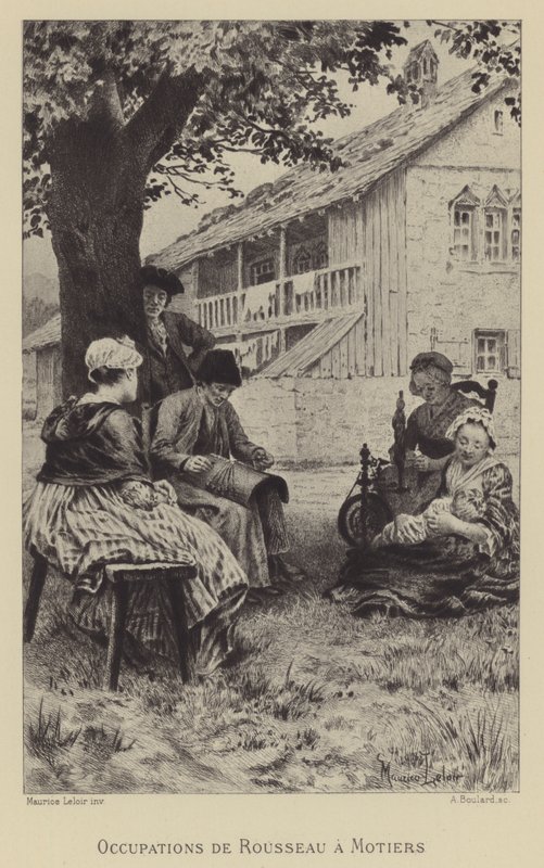 Povolání Rousseaua v Motiers (hlubotisk) od Maurice Leloir
