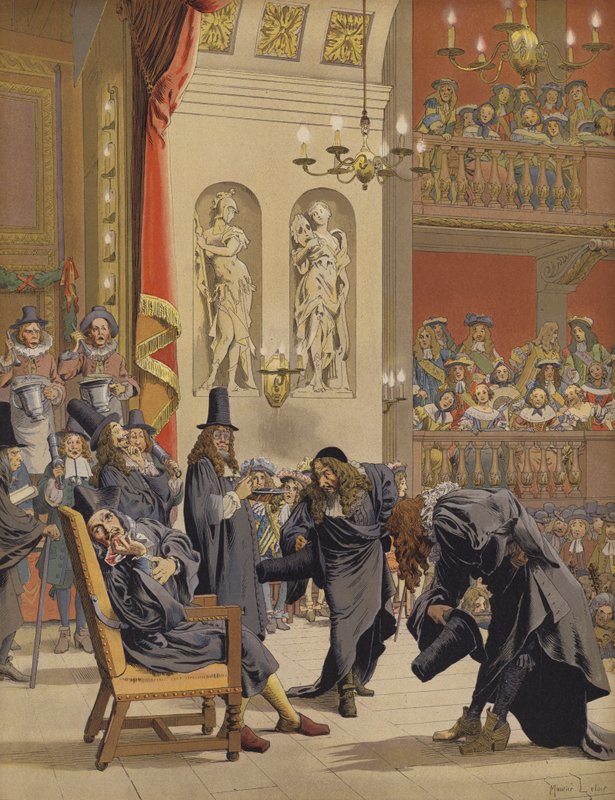 Poslední představení Moliera v Le Malade Imaginaire od Maurice Leloir