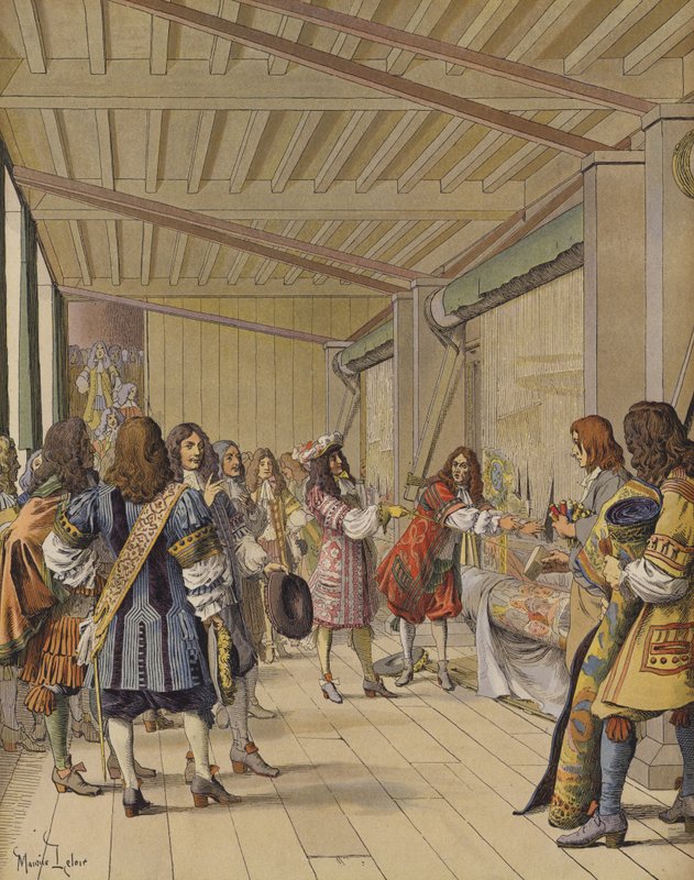 Návštěva krále Ludvíka XIV. v Gobelínech, Lebrun mu ukázal dílny od Maurice Leloir