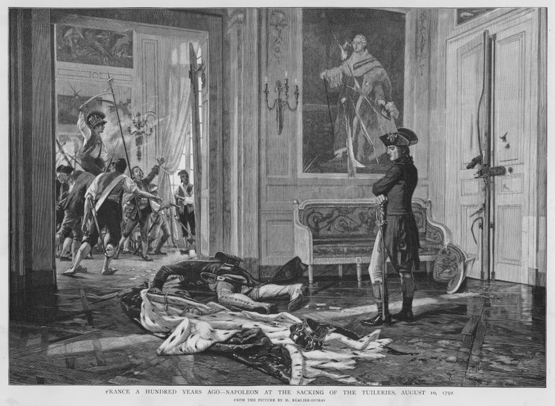 Napoleon při plenění Palais des Tuileries, Paříž, Francouzská revoluce od Maurice Realier Dumas