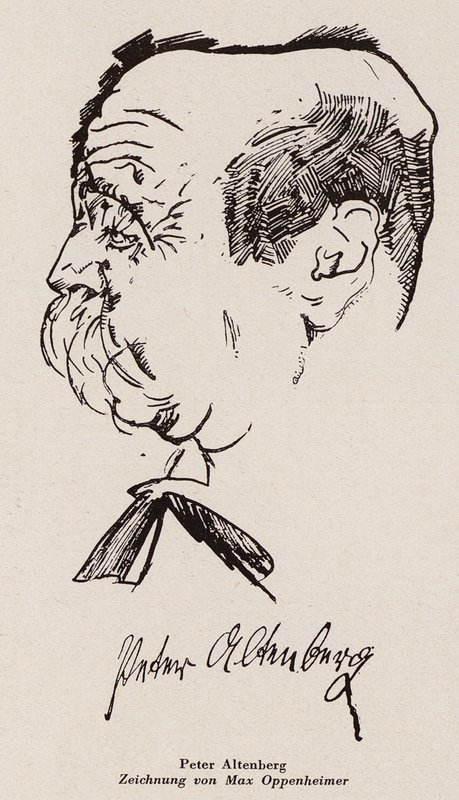 Peter Altenberg, rakouský spisovatel a básník (litografie) od Max Oppenheimer