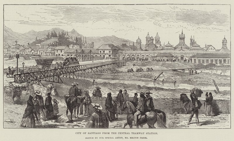 Město Santiago z centrální stanice tramvaje od Melton Prior
