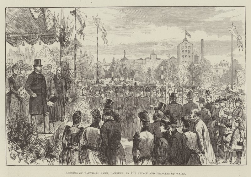 Otevření parku Vauxhall, Lambeth, princem a princeznou z Walesu od Melton Prior