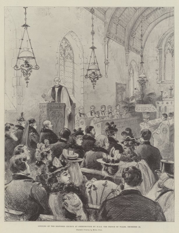 Otevření obnoveného kostela v Shernbourne HRH princem z Walesu, 24. prosince od Melton Prior