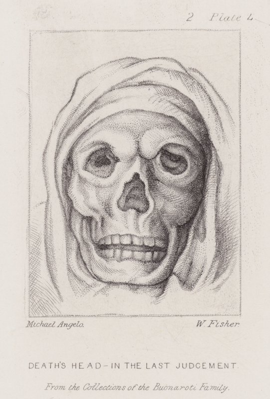 Smrtihlav, v posledním soudu (lept) od Michelangelo (after) Buonarroti