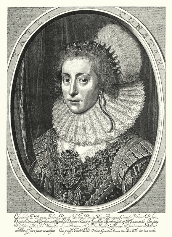 Alžběta Stuartovna, česká královna (rytina) od Michiel Jansz. van (after) Miereveld