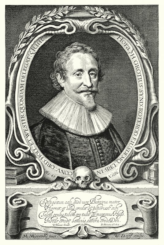 Hugo Grotius, holandský právník, teolog; filozof a autor (rytina) od Michiel Jansz. van (after) Miereveld