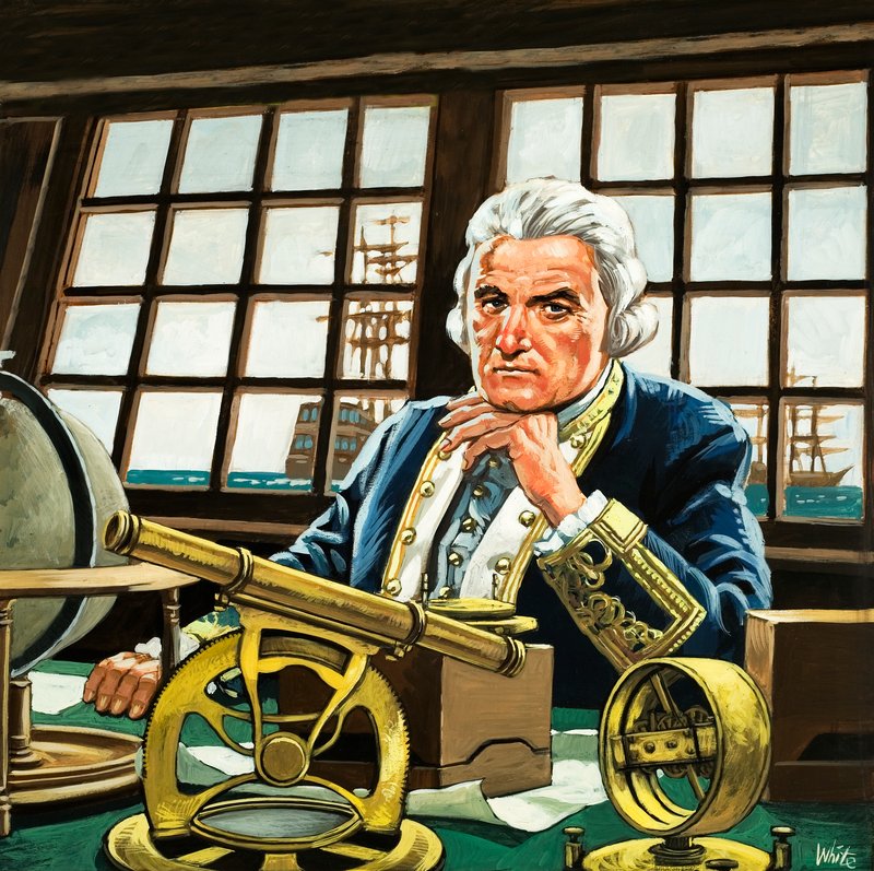 James Cook ve své kajutě od Mike (20th century) White