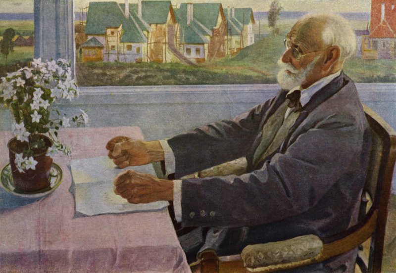Portrét ruského fyziologa Ivana Pavlova (barevné lito) od Mikhail Vasilievich Nesterov