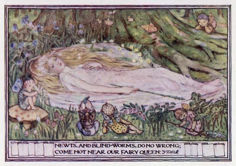 Ze "Snu noci svatojánské." William Shakespeare (barevné lito) od Minnie Didbin Spooner
