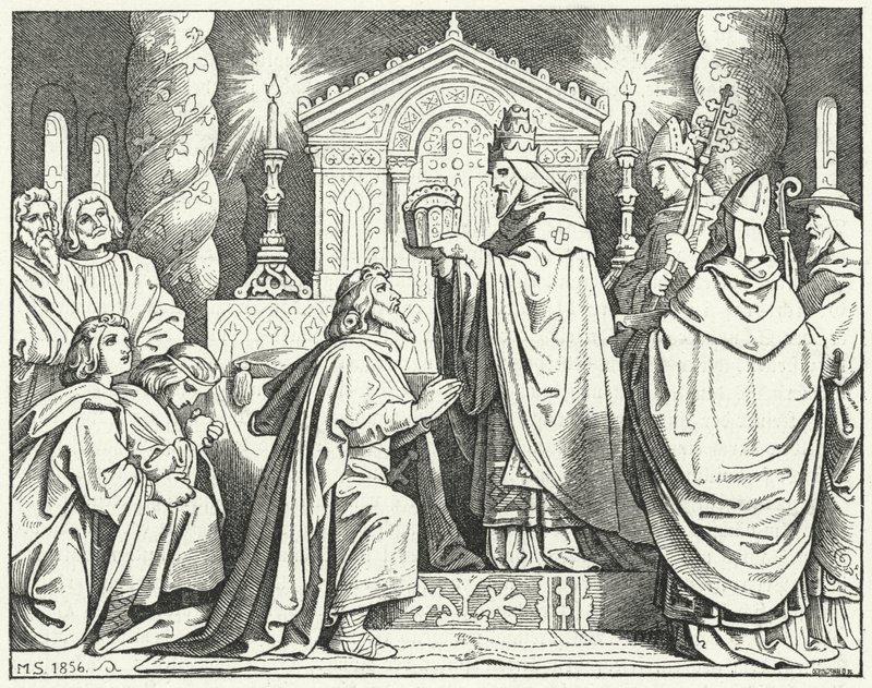 Korunovace Karla Velikého císařem Svaté říše římské, 800 (rytina) od Moritz Ludwig von Schwind