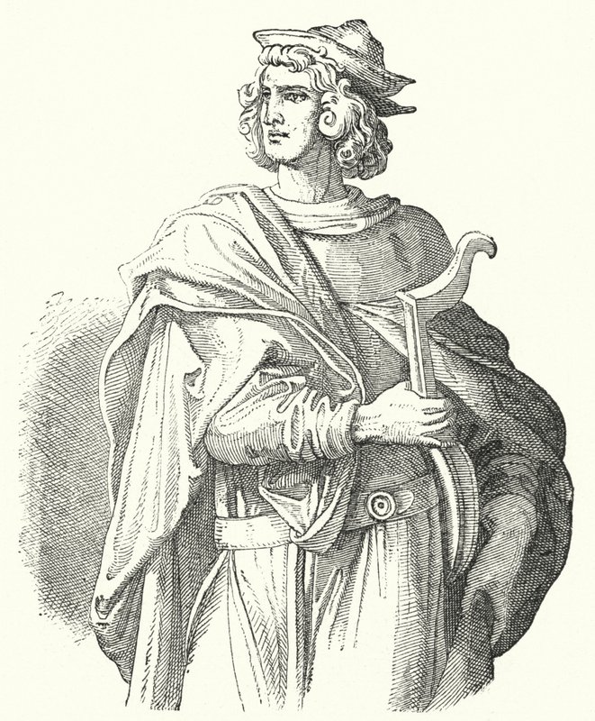 Walther von der Vogelweide, středohornoněmecký lyrický básník (rytina) od Moritz Ludwig von Schwind