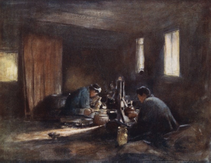 Bronzoví dělníci od Mortimer Ludington Menpes