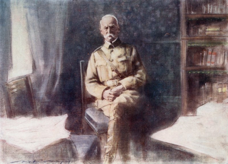 Lord Roberts ve své pracovně v ústředí v Bloemfonteinu od Mortimer Ludington Menpes