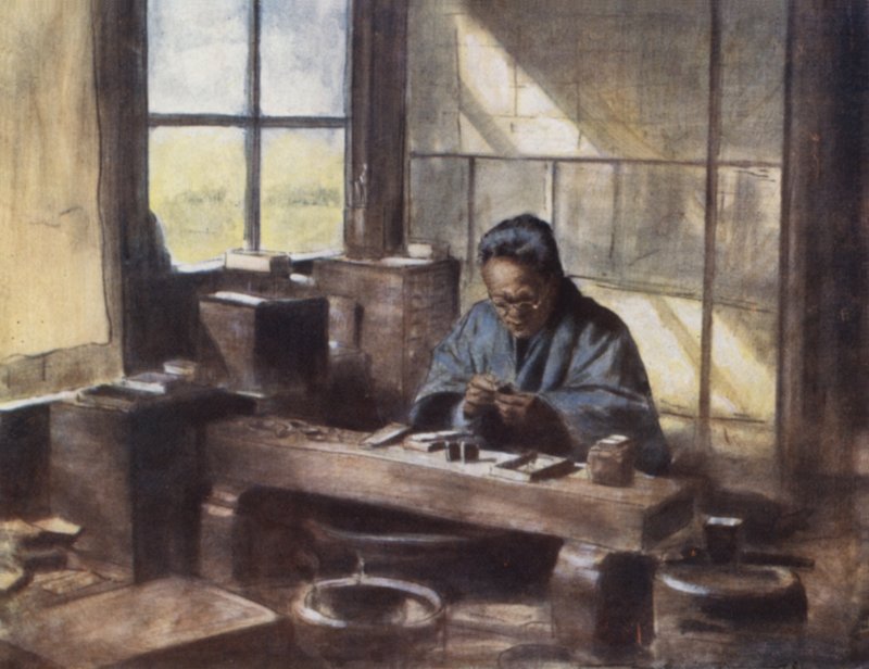 Dělník z Cloisonne od Mortimer Ludington Menpes