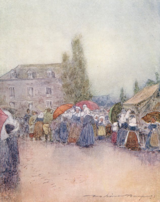Deštivý den na pouti (barevná litografie) od Mortimer Ludington Menpes