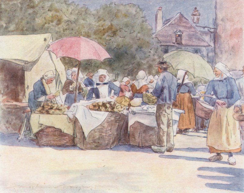Stánky s chlebem (barevná litografie) od Mortimer Ludington Menpes