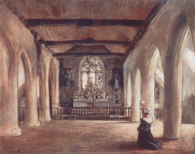 Kostel sv. Mody (barevná litografie) od Mortimer Ludington Menpes