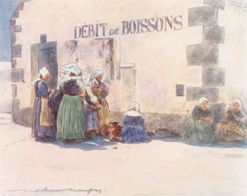 Debit de Boissons (barevná litografie) od Mortimer Ludington Menpes
