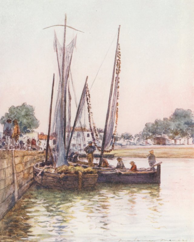 Rybářské lodě, Concarneau (barevná litografie) od Mortimer Ludington Menpes