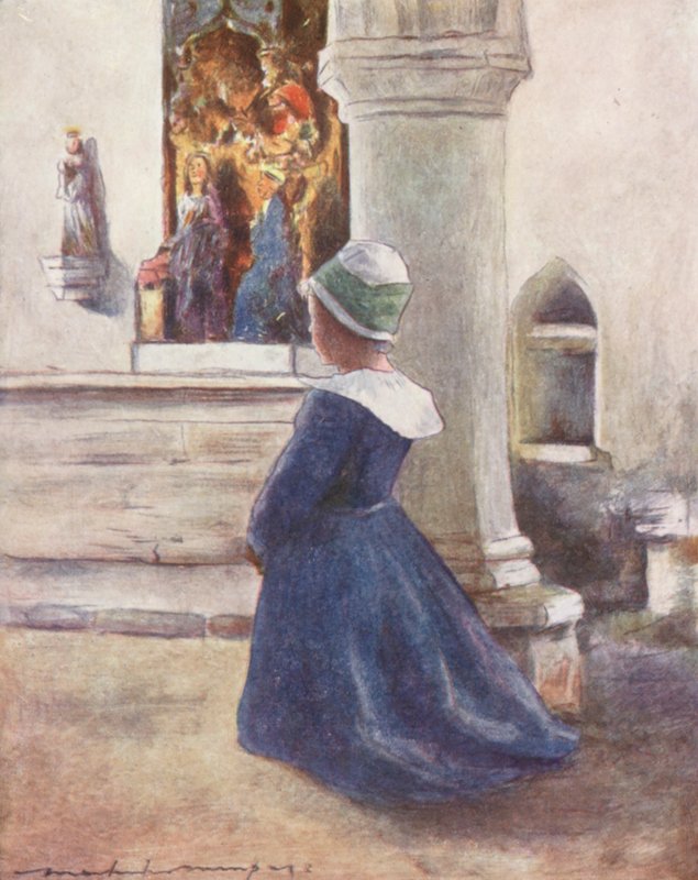 V kostele (barevná litografie) od Mortimer Ludington Menpes