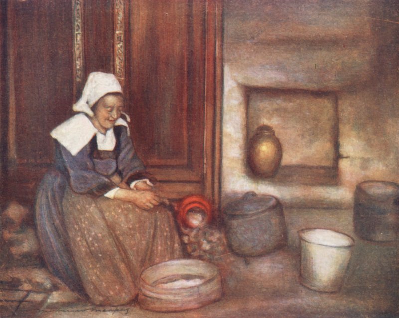V bretonské kuchyni (barevná litografie) od Mortimer Ludington Menpes