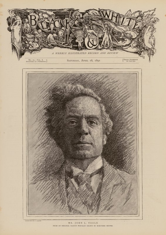 John Lawrence Toole, anglický herec (rytina) od Mortimer Ludington Menpes