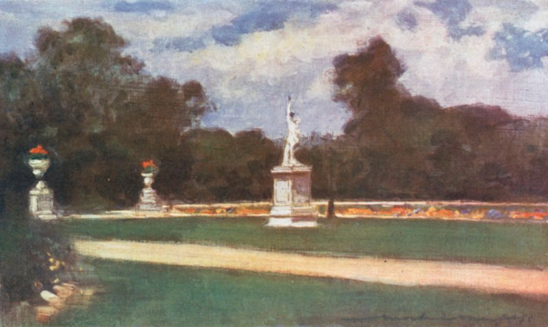 Trávníky v Tuileries od Mortimer Ludington Menpes