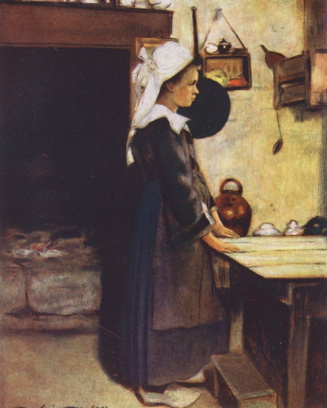 Malá hospodyňka (barevná litografie) od Mortimer Ludington Menpes