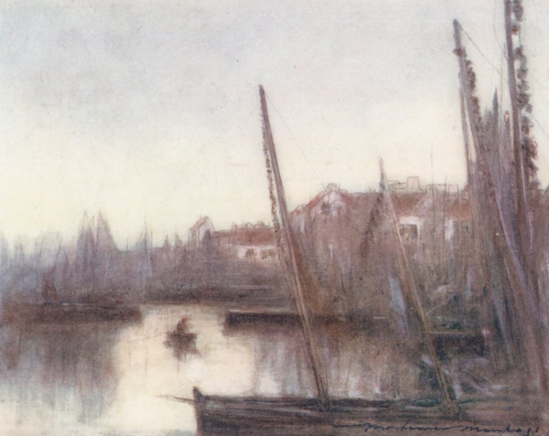 Sardinkové loďstvo, Concarneau (barevná litografie) od Mortimer Ludington Menpes