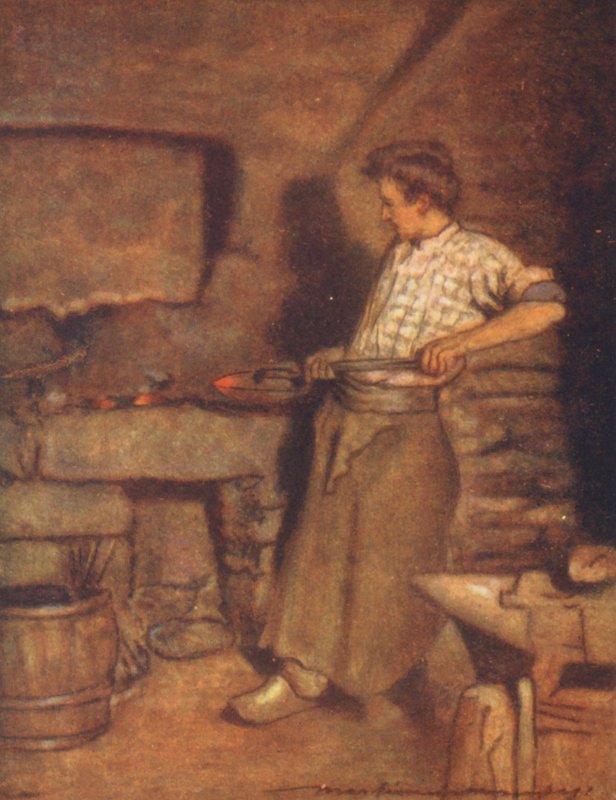 Vesnická kovárna, Pont-Aven (barevná litografie) od Mortimer Ludington Menpes