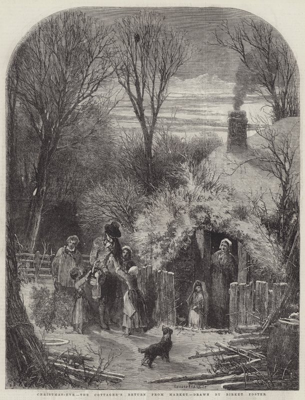 Štědrý večer, návrat chalupníka z trhu od Myles Birket Foster