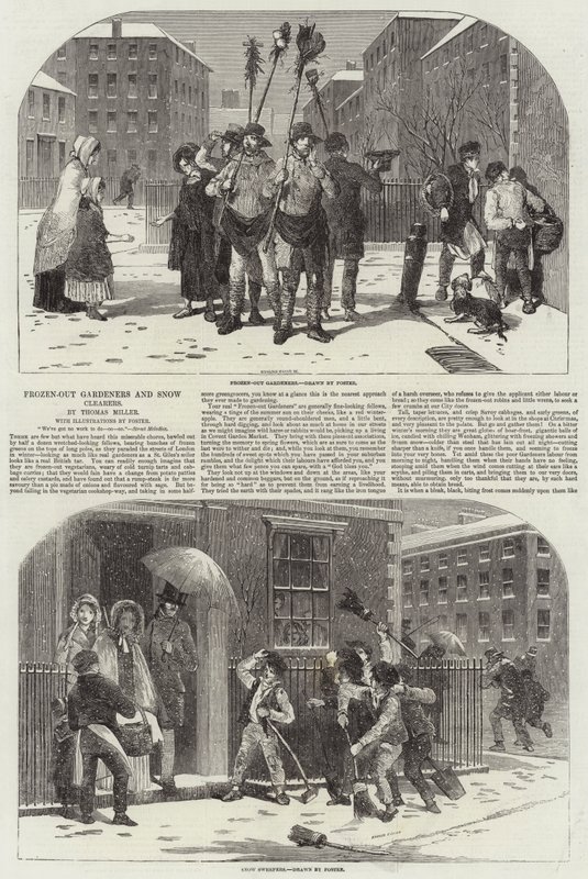 Zamrzlí zahradníci a odklízeči sněhu od Myles Birket Foster